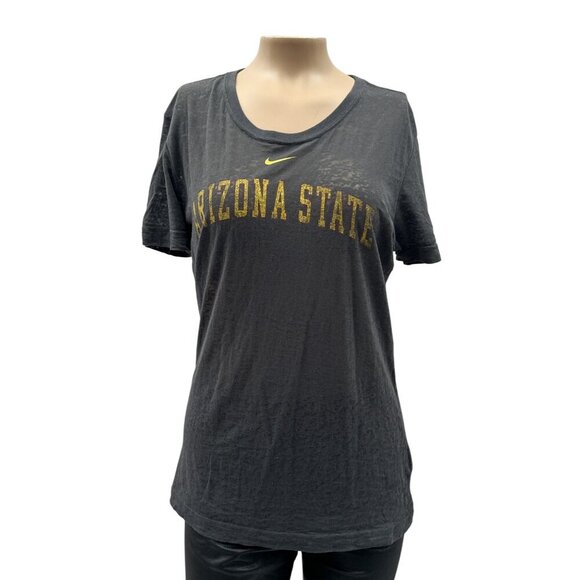 Nike Arizona State Swoosh Logo Tee Shirt Short Sleeve Crewneck Black‎ Women M - Picture 1 of 9